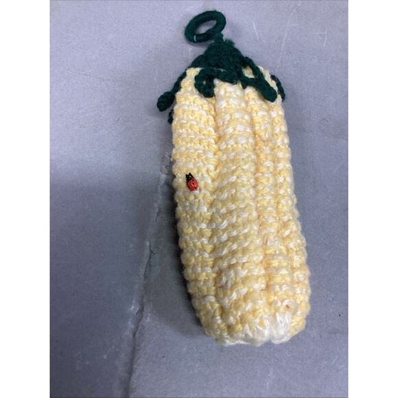 Set Of 7 Handmade Vintage - 5 Crochet Pot Holders, & A Corn And Chicken Figure - Picture 13 of 16